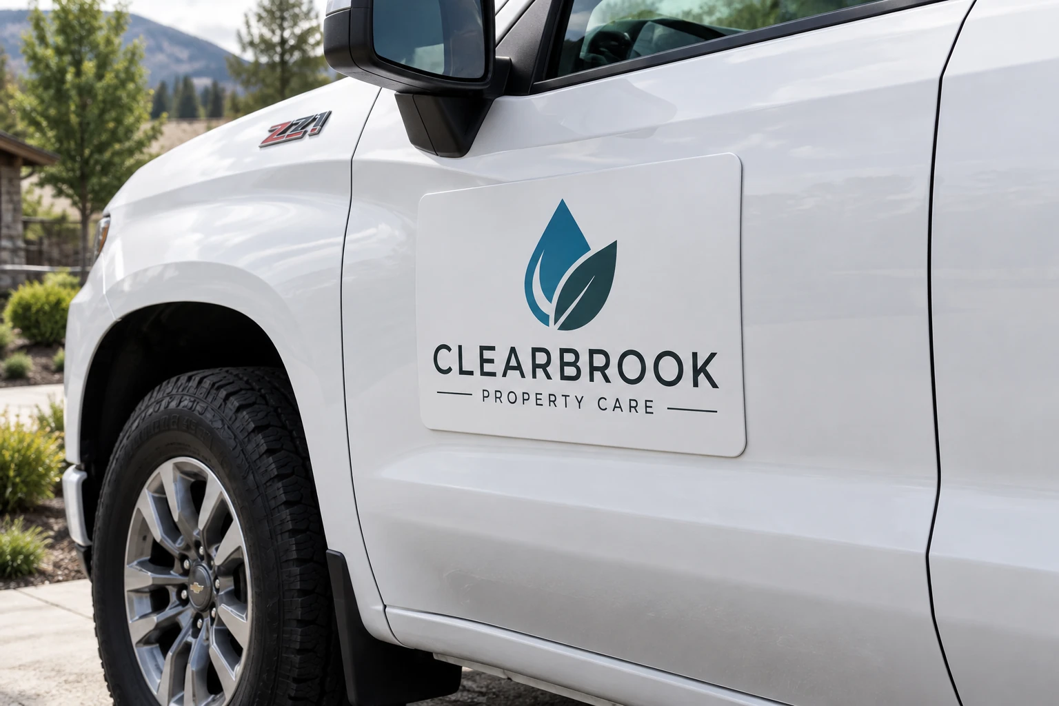 AI-generated concept: CLEARBROOK PROPERTY CARE removable vehicle magnet
