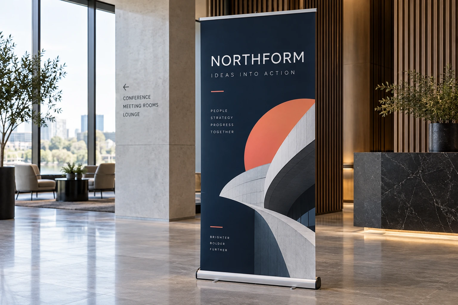 AI-generated concept: NORTHFORM retractable banner display