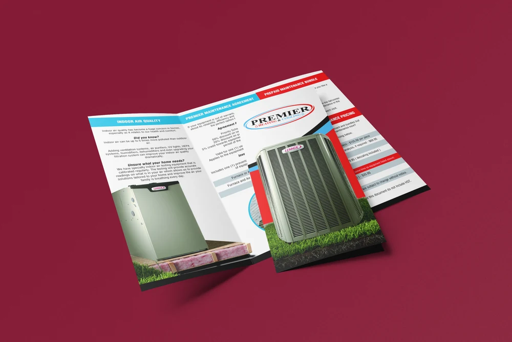 Premier Heating brochure design mockup
